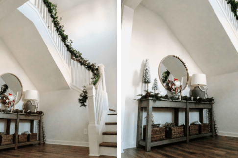 entry way staircase holiday decor ideas 