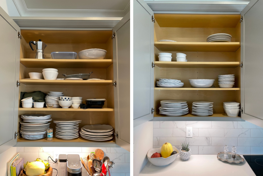 kitchen cabinet organization before and after